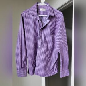 Arrow Men Shirt Long Lseeve Button Down Purple/Grey Shirt Size: 42
